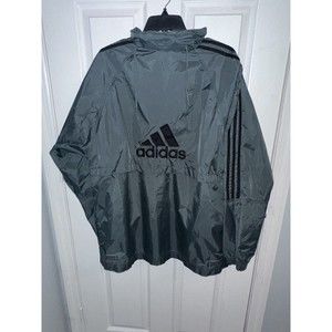 90s adidas Three Stripes Full Zip Up Packable Hoodie Windbreaker Jacket VINTAGE